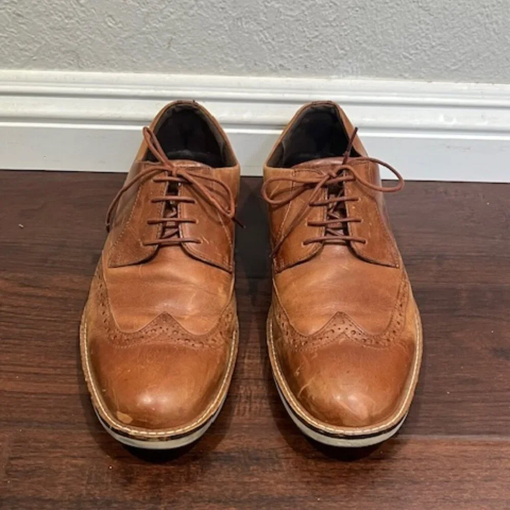 Ecco Oxford Leather Shoes Mens Light Brown Sz 10 60267401053